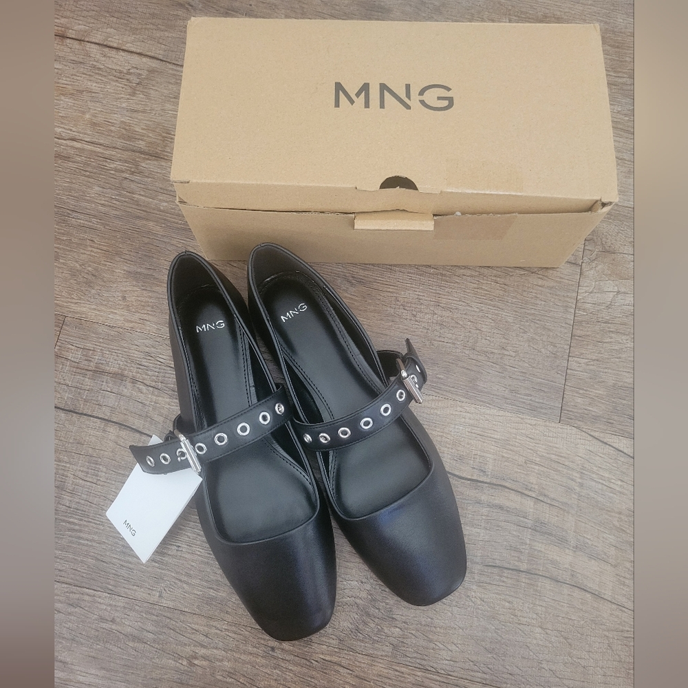 MANGO studded buckle ballet flats